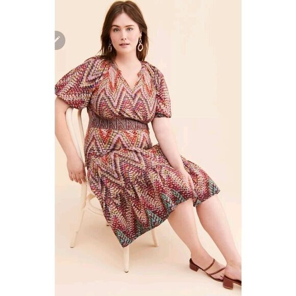 Conditions Apply Anthropologie Plus‎ Size Puff Sleeve Pink Dress Size 20W NWOT - Picture 8 of 16